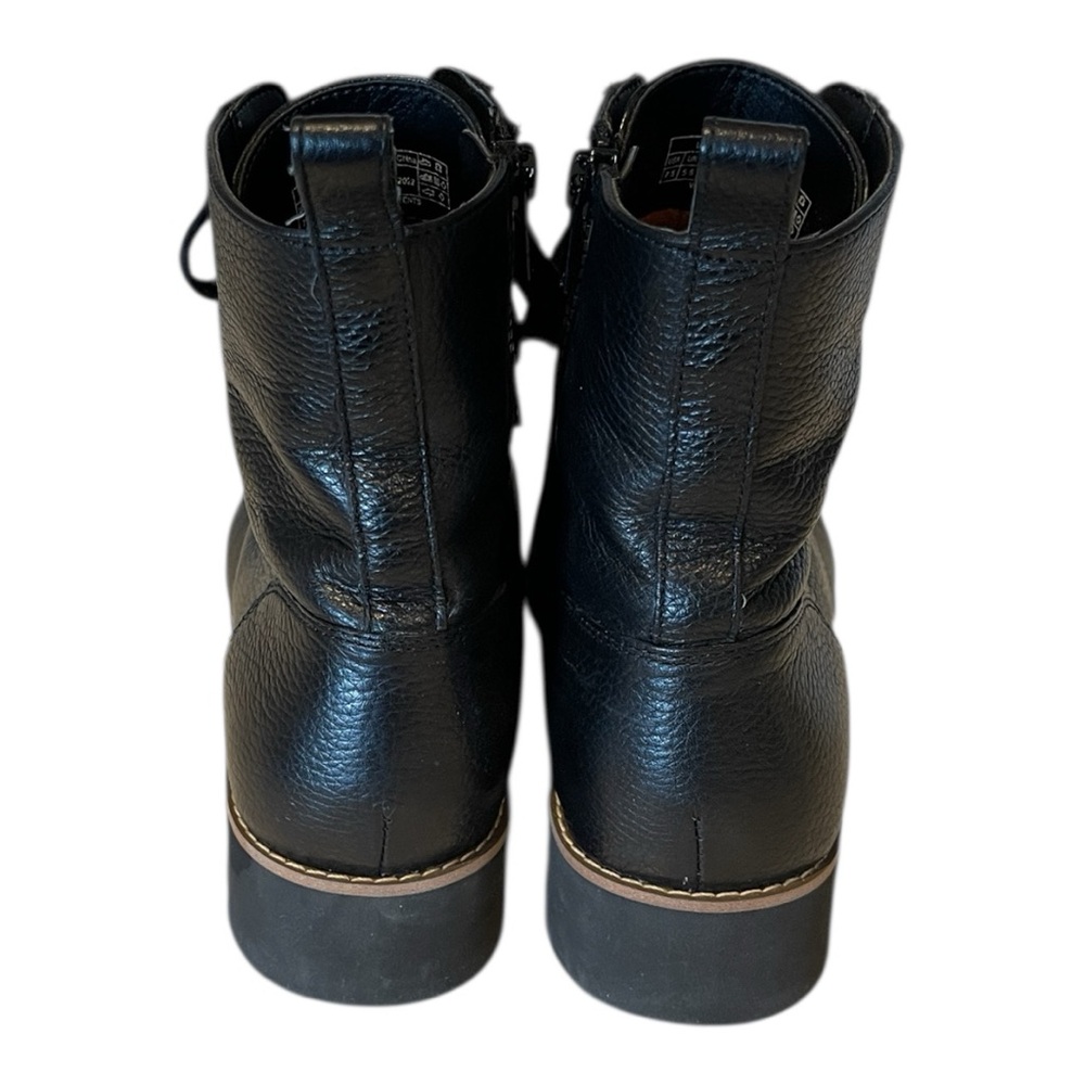 Vionic Lani Black Leather Lace-Up Sleek Combat Boots Sz 7.5 - Picture 4 of 6